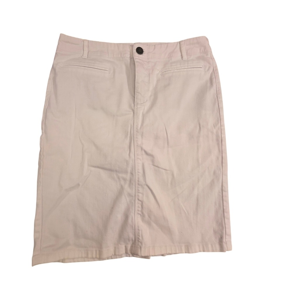 J. Jill Denim Smooth Fit White‎ Pencil Skirt Size 6 Cotton Lyocell Stretch